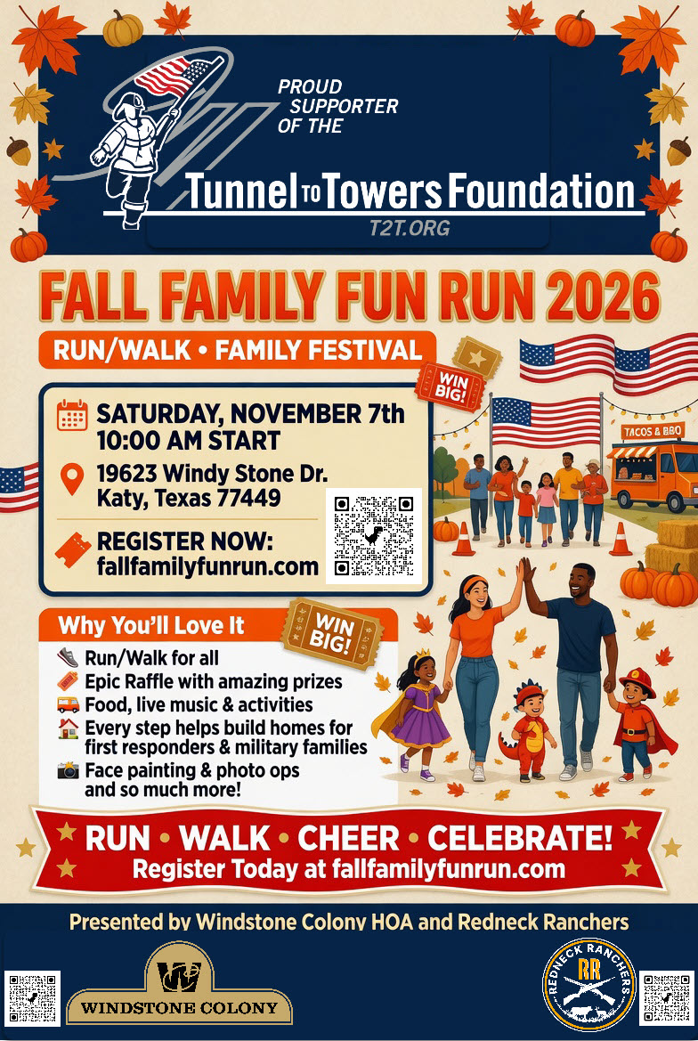 Fall Family Fun Run 2026 flyer — run, walk, cheer, celebrate